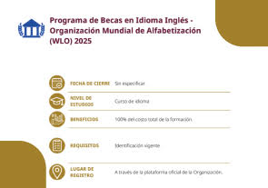 Programa de Becas en Idioma Inglés Organización Mundial de Alfabetización, AMEXCID